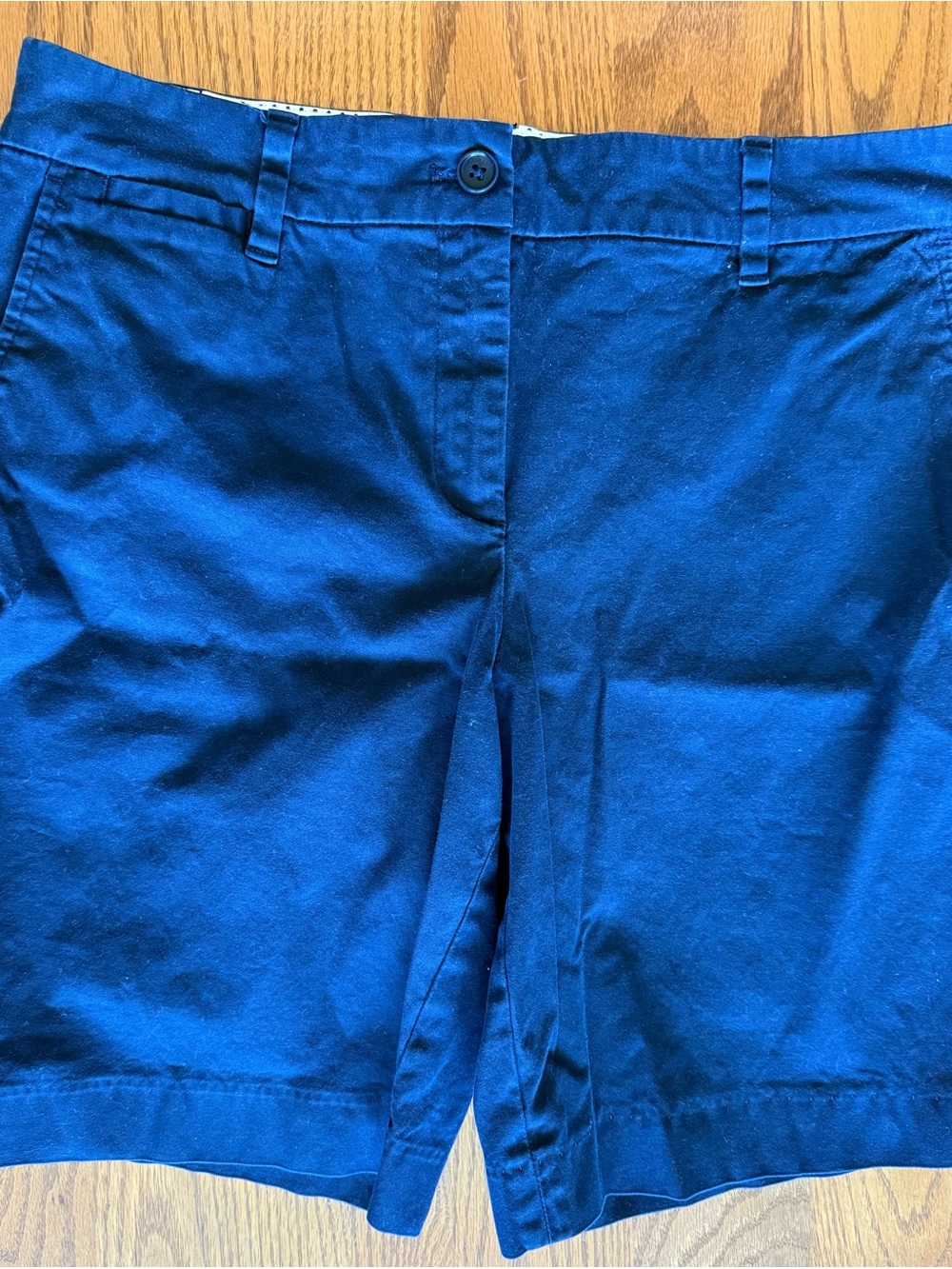 Navy Blue Cotton Blend Women's Shorts